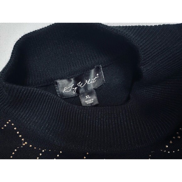 Say What Sweater Dress Womens Rayon Sexy Black W/ Gold Rhinestones Studded XL - Picture 4 of 10